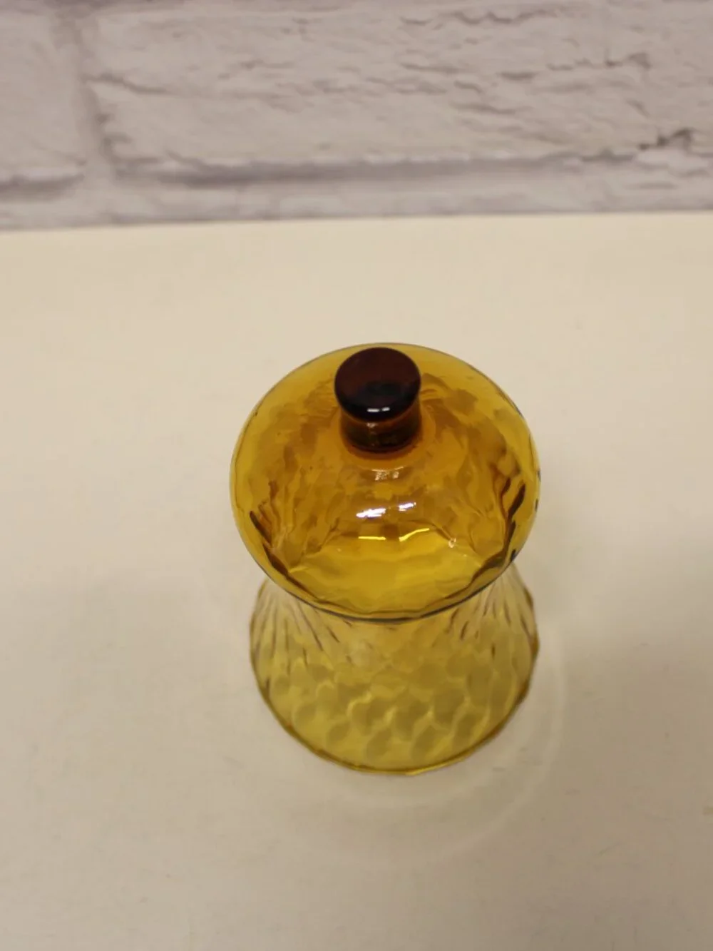 Vintage Amber Glass Honeycomb Peg Votive Candle Holder